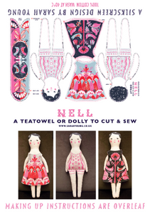 Nell Doll Tea Towel / Cut and Sew Kit - A silkscreen design