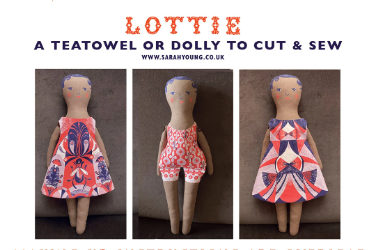 Lottie Doll Tea Towel / Cut and Sew Kit - A silkscreen design
