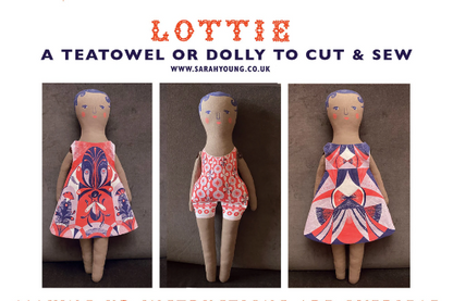 Lottie Doll Tea Towel / Cut and Sew Kit - A silkscreen design