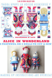 Alice in Wonderland Tea Towel  / Cut and Sew Kit - A silkscreen design