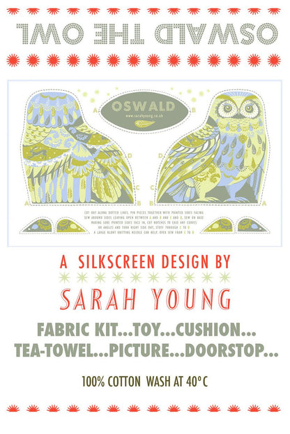 Oswald the Owl Tea Towel  / Cut and Sew Kit - A silkscreen design