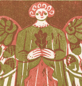 Oak Angel - Woodcut Print