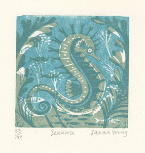 Seahorse - Woodcut Print