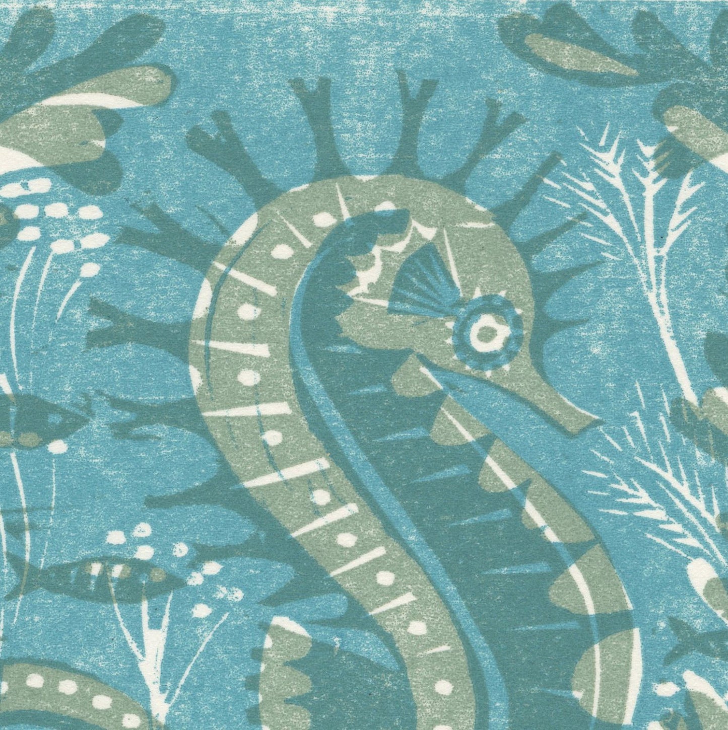 Seahorse - Woodcut Print