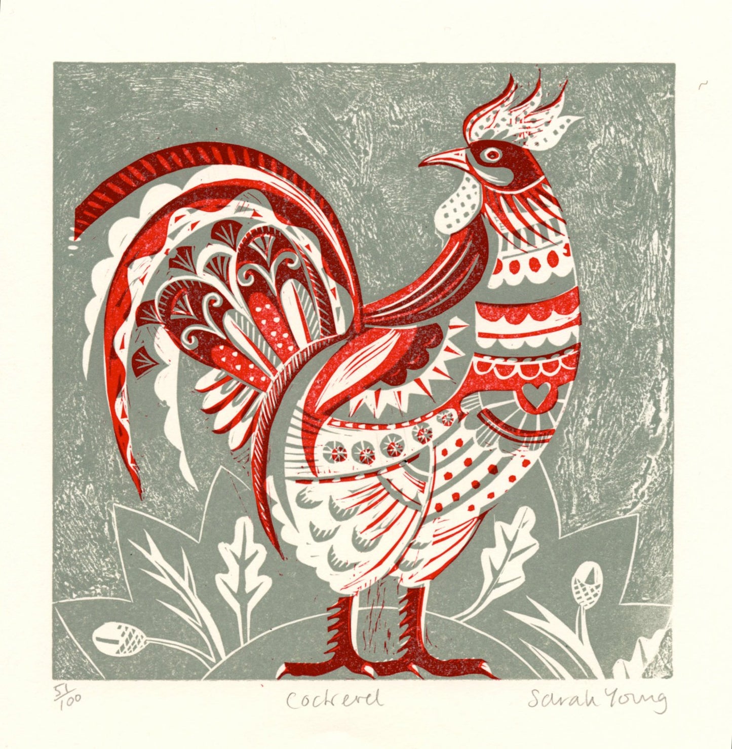 Cockerel - Relief / Letterpress Print