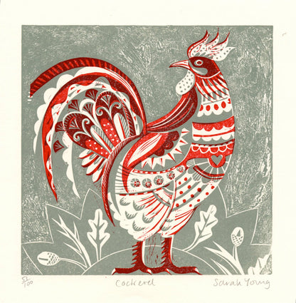 Cockerel - Relief / Letterpress Print