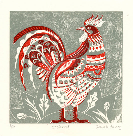 Cockerel - Relief / Letterpress Print