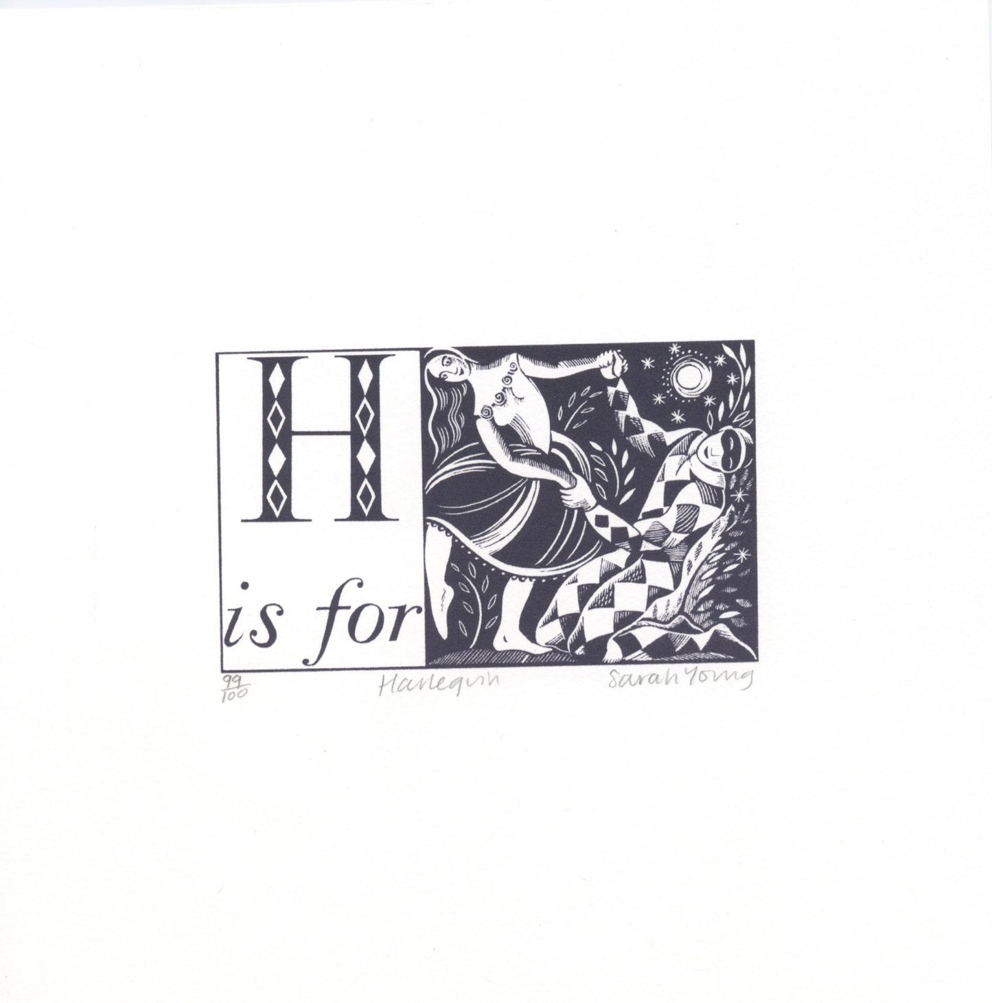 H is for Harlequin - Alphabet Silkscreen Print