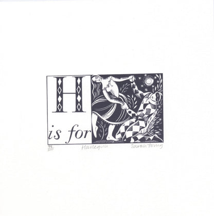 H is for Harlequin - Alphabet Silkscreen Print