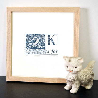 K is for Kingfisher - Alphabet Silkscreen Print