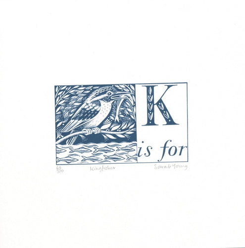 K is for Kingfisher - Alphabet Silkscreen Print