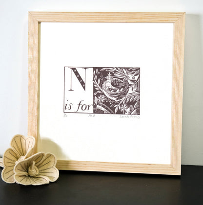 N is for Nest - Alphabet Silkscreen Print