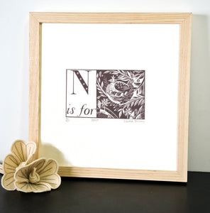 N is for Nest - Alphabet Silkscreen Print