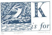 Load image into Gallery viewer, K is for Kingfisher - Alphabet Silkscreen Print