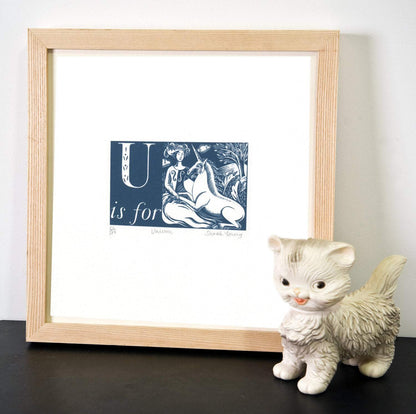 U is for Unicorn - Alphabet Silkscreen Print
