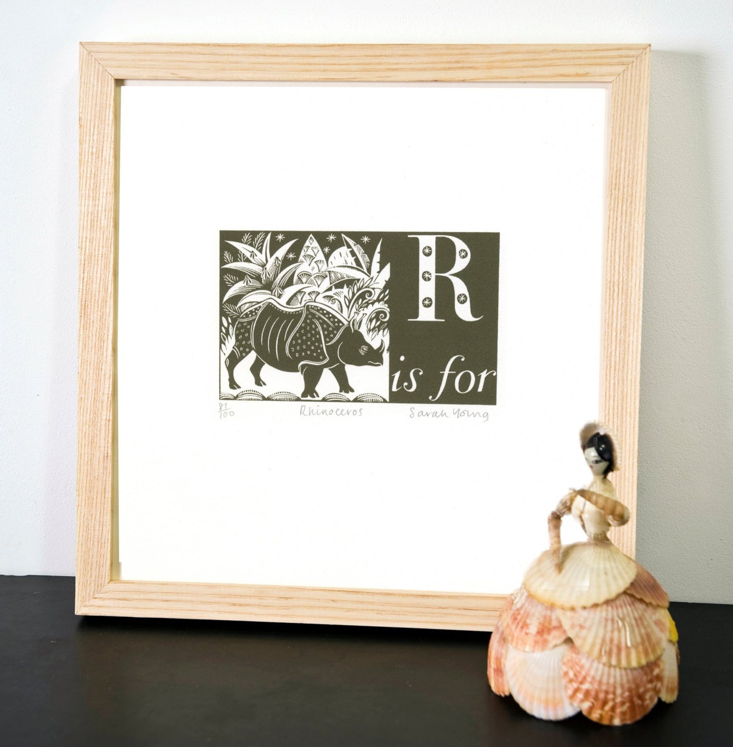 R is for Rhinoceros - Alphabet Silkscreen Print