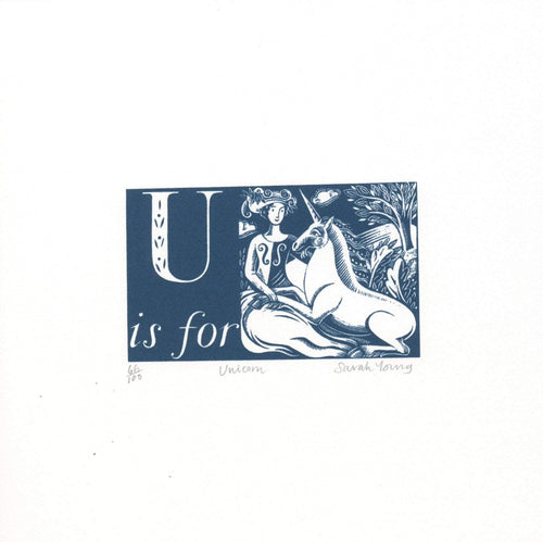 U is for Unicorn - Alphabet Silkscreen Print