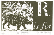 Load image into Gallery viewer, R is for Rhinoceros - Alphabet Silkscreen Print