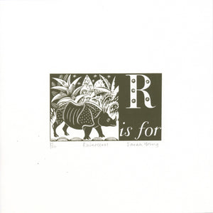 R is for Rhinoceros - Alphabet Silkscreen Print