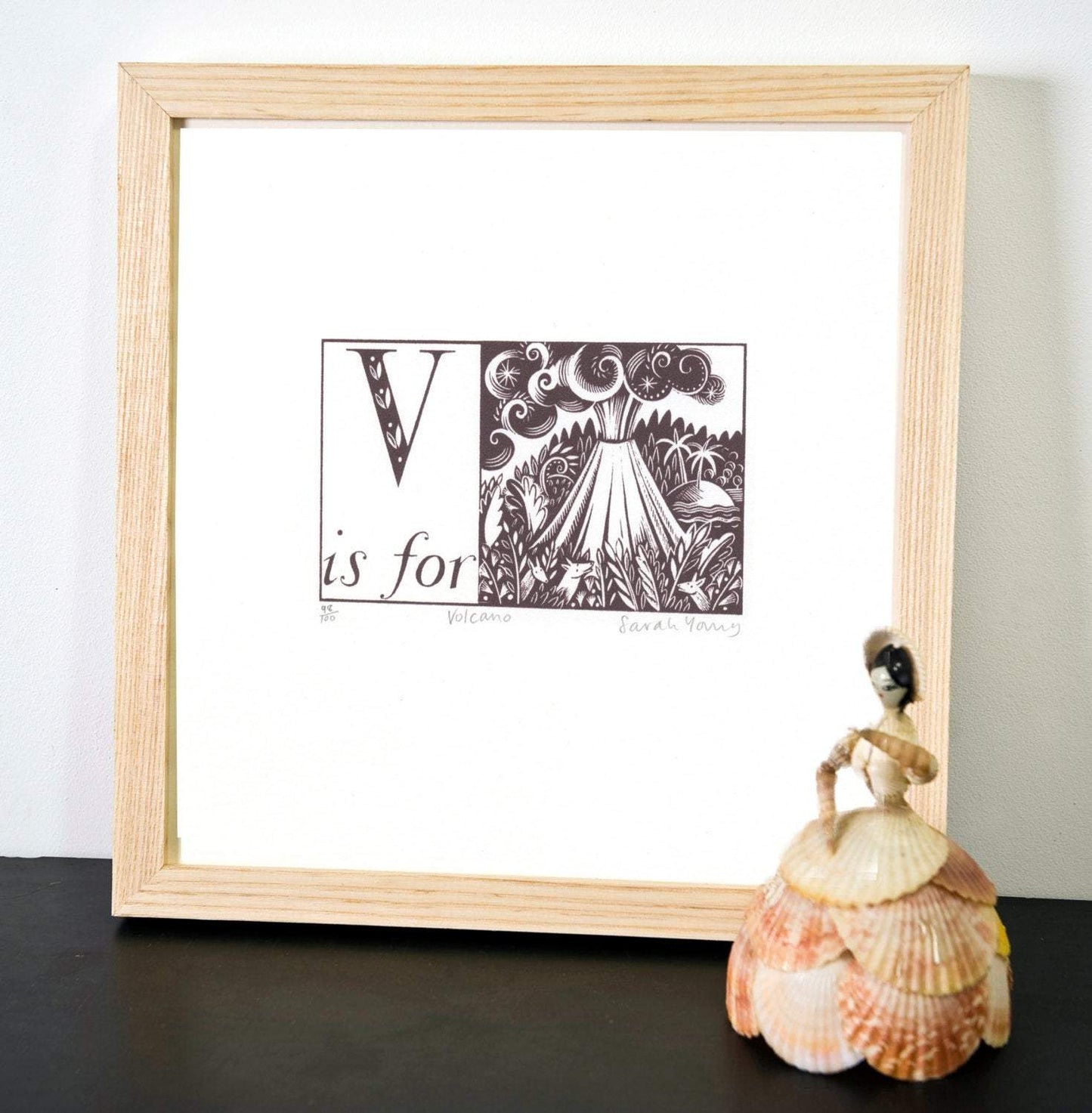 V is for Volcano - Alphabet Silkscreen Print