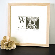 Load image into Gallery viewer, W is for Wig - Alphabet Silkscreen Print