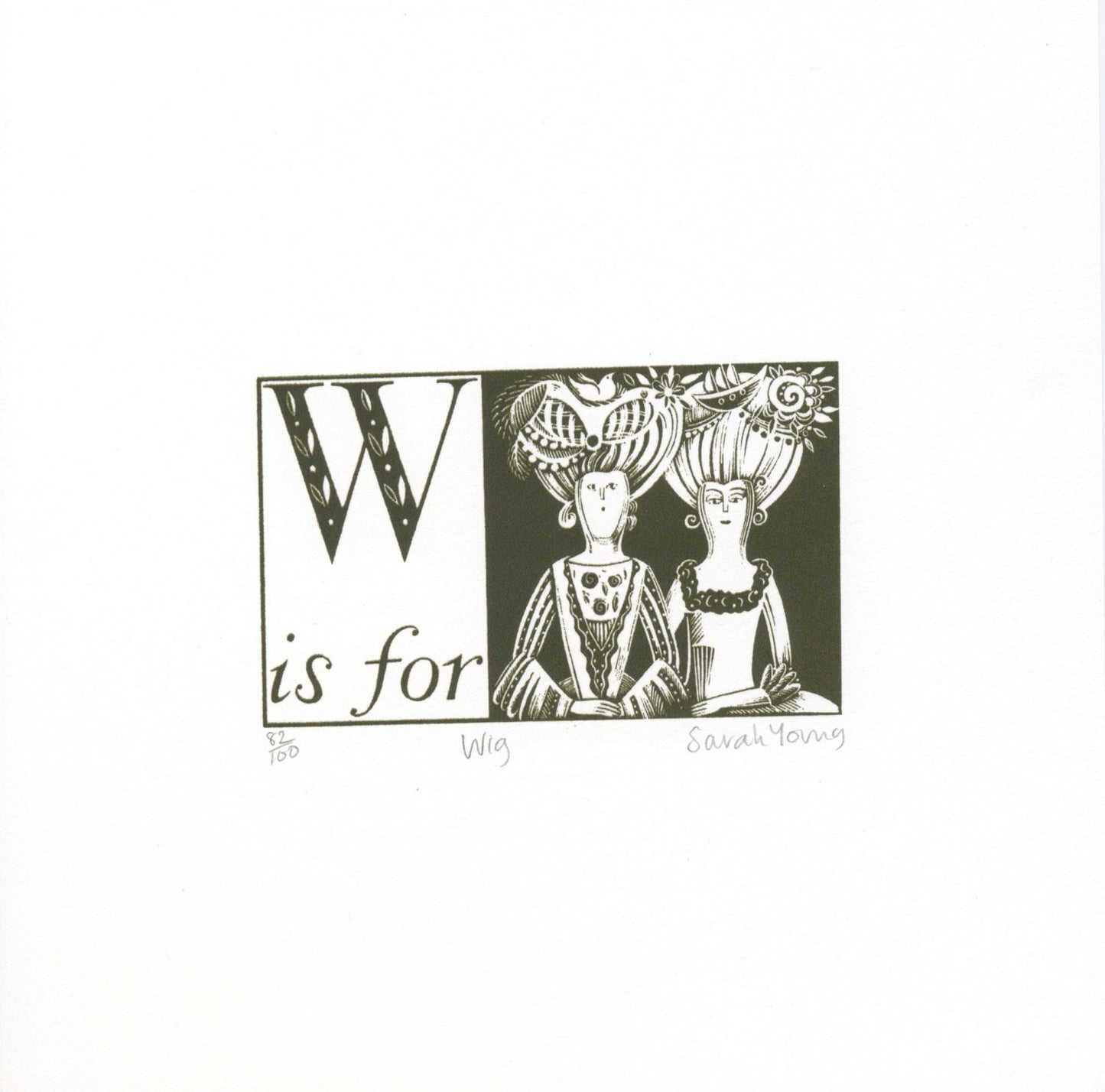 W is for Wig - Alphabet Silkscreen Print