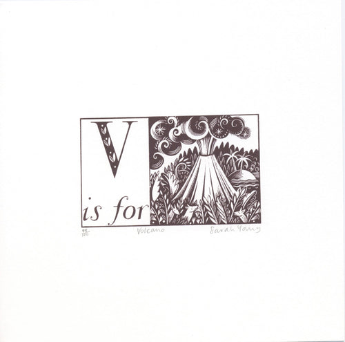 V is for Volcano - Alphabet Silkscreen Print