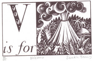 V is for Volcano - Alphabet Silkscreen Print