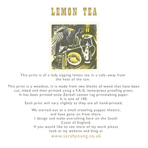 Lemon Tea - Woodcut Print