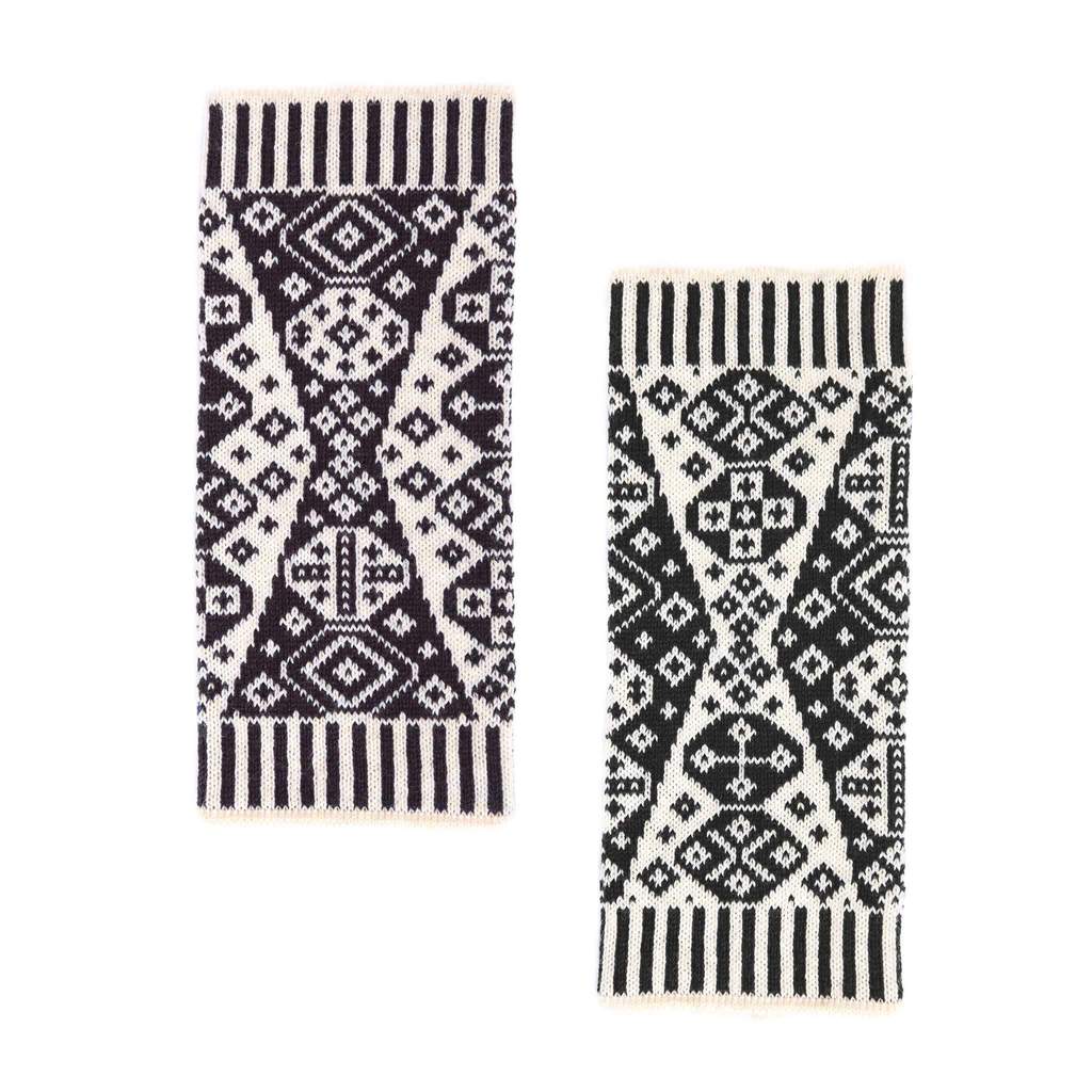 Lozenge Design Wristwarmers in Black
