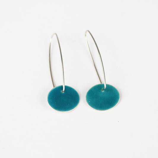 Oval Dangle Earrings in Deep Turquoise