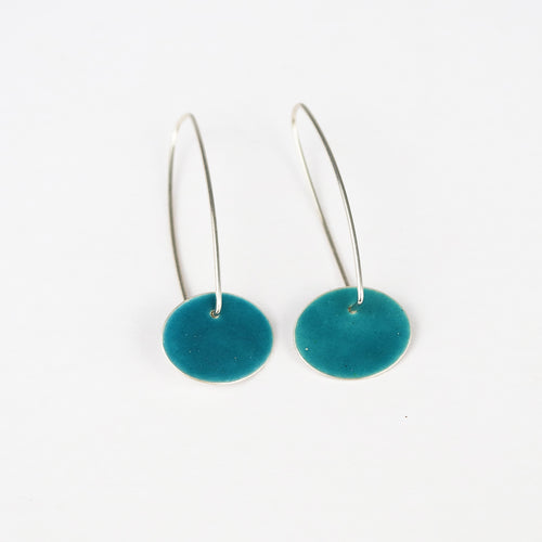 Deep Turquoise Oval Dangle Earrings