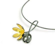 Load image into Gallery viewer, Gold Inlaid Silver Flower and Bud Pendant