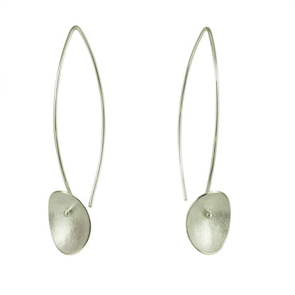 Single Large Seed Silver Long Wire Earrings