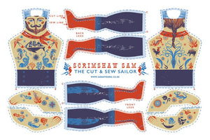 Scrimshaw Sam Tea Towel / Cut and Sew Kit - A silkscreen design