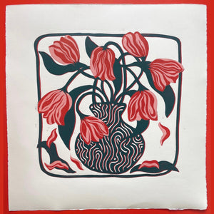 Tulips in a Wiggly Vase Print