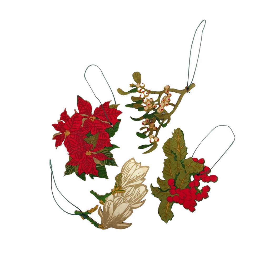 Festive Foliage Wooden Ornaments